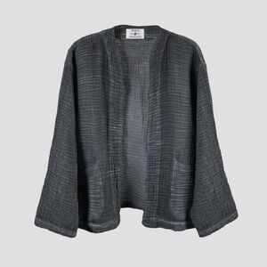 IKIKIZ POKOLOKO Grey Turkish Cotton Short Kimono One Size